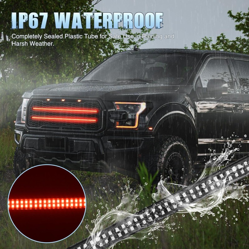 Nilight 2PCS 24 inch Truck Grille Strobe Lights Strip 384