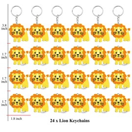 Elecrainbow 24 Pack Super Cute Lion Keyring Pack Party Favor for Safari Party, Jungle Baby Shower, Zoo Animal Themed Kids Birthday, Wild ONE First Birthday, Gender Reveal