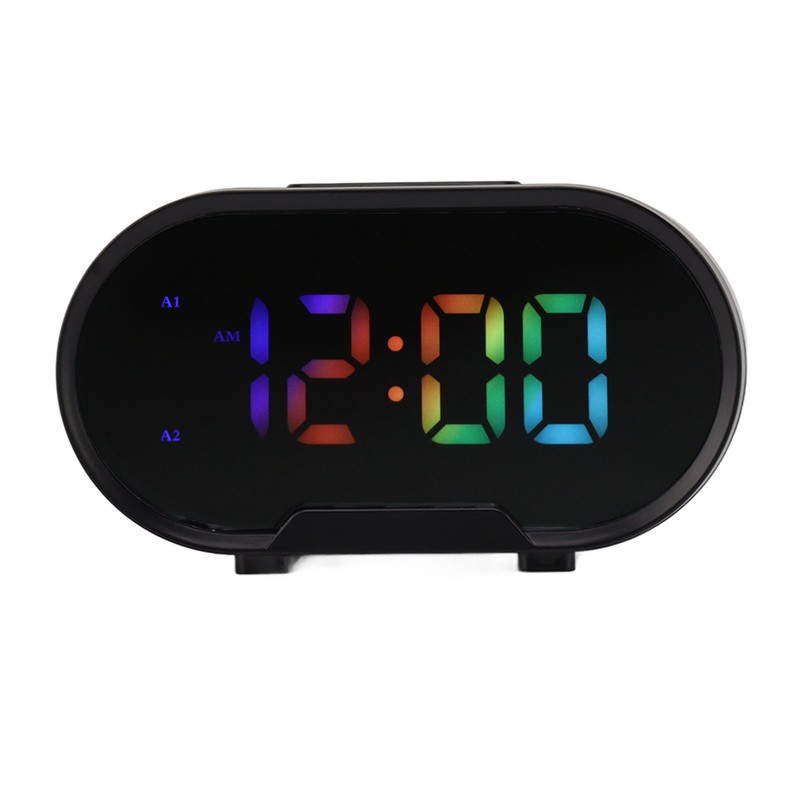 Digital Clock LED Alarm Big Digits Color Display Dimmable Adjustable