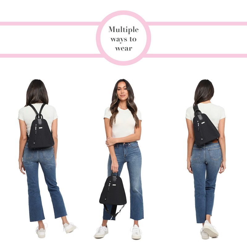 Baggallini Women's Metro Backpack with RFID Wristlet Handbags, Black, One