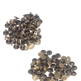 100 Set Leather Rivets Metal Double Cap Studs for DIY Leather Craft, Bronze, 10mm x 10mm