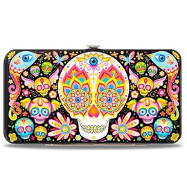 Buckle-Down unisex adults Buckle-down Hinge - Illuminate Calaveras Black/Multi Color Wallet, Multicolor, 7 x 4 US