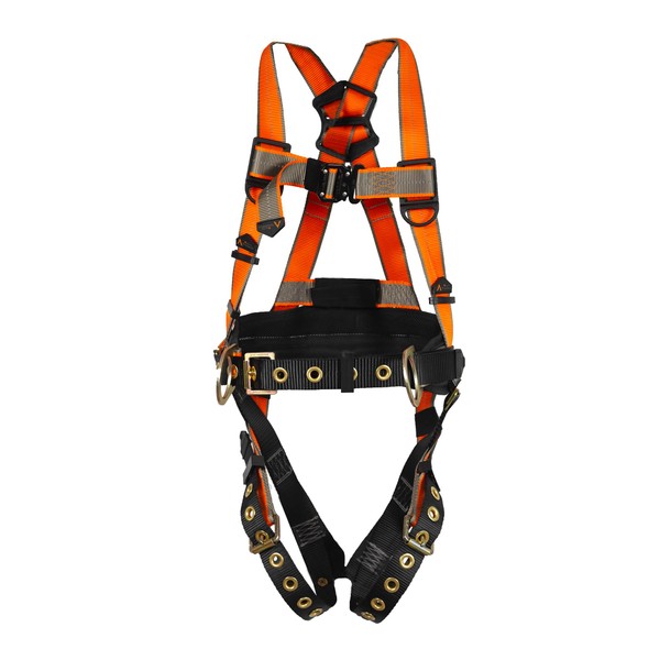 Malta Dynamics Warthog MAXX Side D-Ring Fall Protection Safety Harness with Removable Safety Belt, Full Body Harness for Construction, Safety and Protection - OSHA/ANSI Compliant, (L-XL)