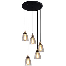 Whse of Tiffany Euna 5-Light Adjustable Cord Edison Lamp with Bulbs