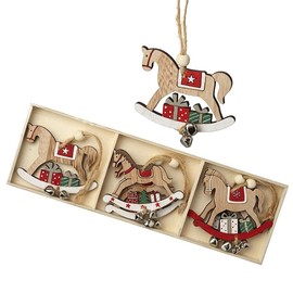 Heaven Sends Rustic Rocking Horse Christmas Tree Decorations, Brown, 8.5x5, (HHH100)