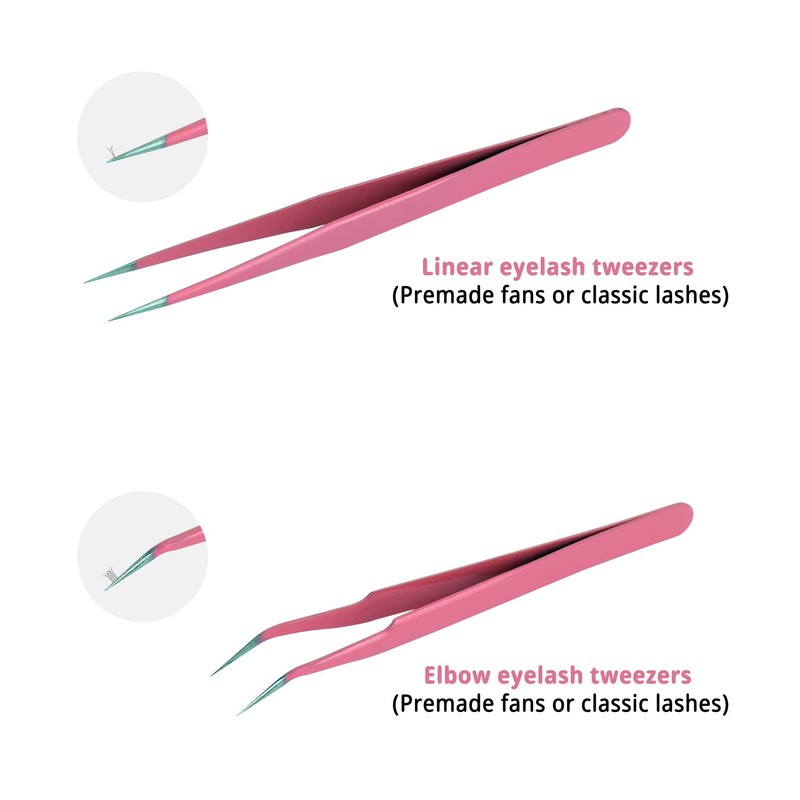 1Pcs Eyelash Tweezers, Nair Art Tweezers Straight and Curved Tip,