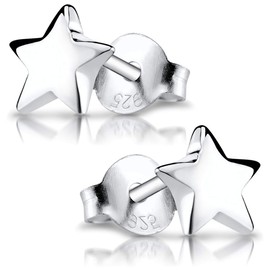 Materia SO-57 Small Stud Earrings Star Silver 925 Women's Girls Earrings Stud with Gift Box, Sterling Silver