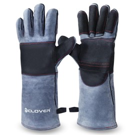 IC ICLOVER Animal Handling Gloves Snake Bite Proof, Double Leather Padding Reinforced Palm & Fingers Protection for Grabbing Snake Reptile Bird Falcon Handling, Cat Dog Training Anti Scratch - 16inch