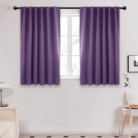 Deconovo Blackout Curtains for Kitchen Window - Back Tab and Rod Pocket Curtains, Room Darkening Curtains, 52x45 Inch, Purple Grape, 2 Panels