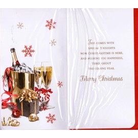 prelude To Both Of You Christmas Card - To Both Of You Wishing You Happiness - Champagne & Xmas Presents Quality Slim Card
