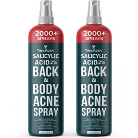 Spray de Ácido Salicílico TreeActiv para Espalda y Cuerpo Solución Eficaz Corporal en Mujeres y Hombres Fórmula de Secado Rápido con Aceite de Árbol de Té, 2 Frascos de 120ml