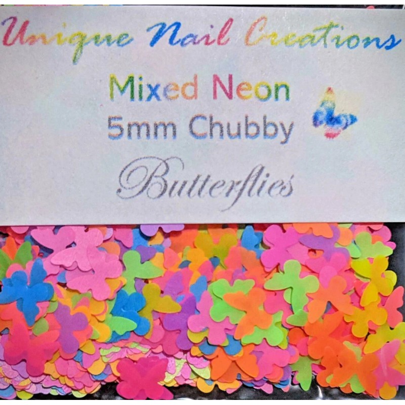 Unique Nail Creations NEON BUTTERFLY GlitterU Choose Color~Nail Art•Acrylic•Ge -