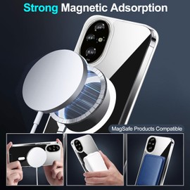 Cover for Honor 200 Pro, Transparent Magnetic Case Compatible with MagSafe Wireless Charging, Shockproof Anti-Scratch Case with Hard PC and TPU Bumper, Transparent