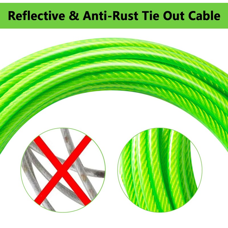 Dog Tie Out Cable 20FT-500Lbs,Heavy Duty Dog Leads&Tether for Yard