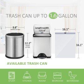 Teivio 1.6 Gallon 120 Counts Strong Drawstring Trash Bags Garbage Bags, Medium Kitchen Trash Can Bathroom Bin Liners, Plastic Trash Bags for Home Office Kitche, White