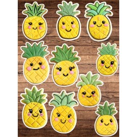 Handmade Pineapple Sugar Cookie Die Cut Stickers Set Laptop Sticker WaterBottle Sticker