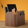 LONDO Leather Remote Control Organizer and Caddy with Tablet Slot