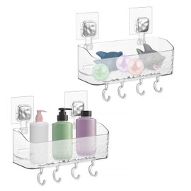 Mimoyalaso 2 Pack Bath Toy Storage Holder for Bathtub - Plastic Bath Toy Organizer, No Hole Punch Bathtub Storage Basket, Large Bathtub Toy Storage, Easy to Clean and Install for Bathroom Decor