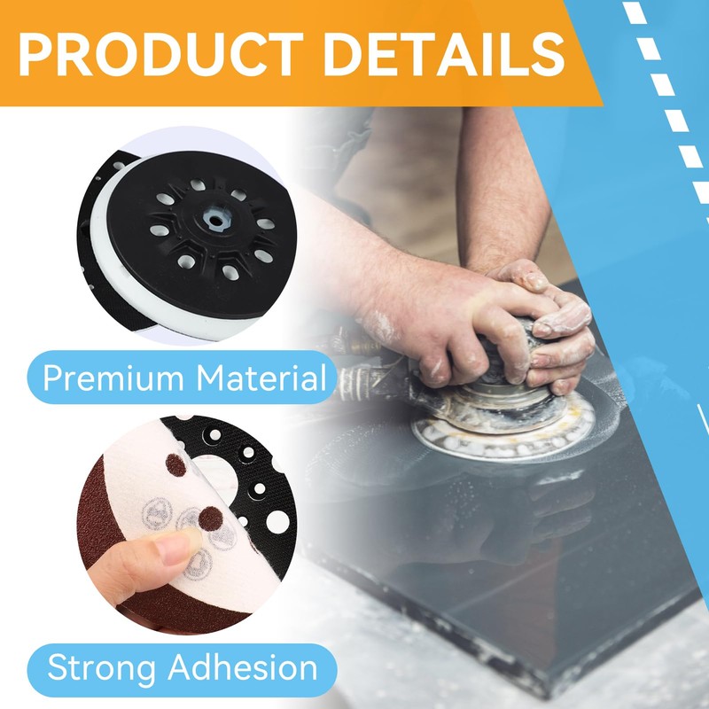 5 Inch 8 Hole Replacement Sander Backing Pad, Round Hook