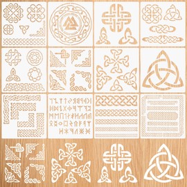 Neikafan Pack of 12 Celtic Knot Stencils Airbrush Celtic Ornaments 20 x 20 cm Drawing Stencil Celtic Symbols for Scrapbooking Crafts Drawing DIY Furniture Home Decoration
