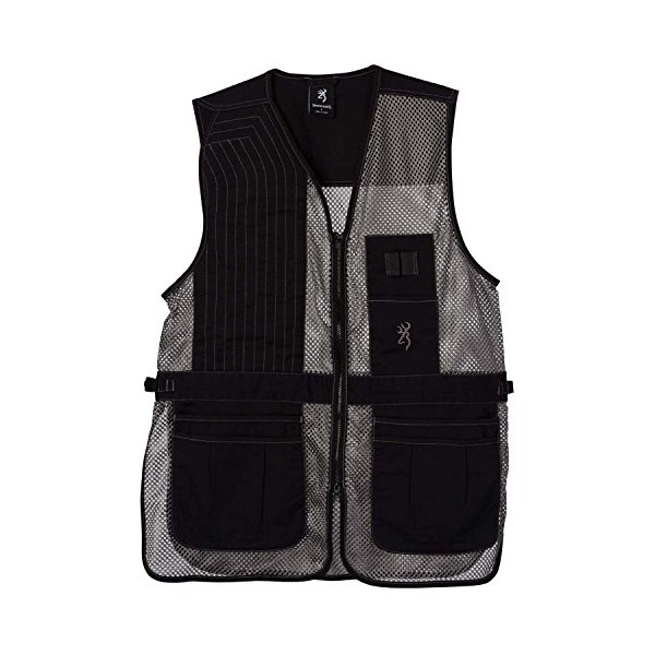 BROWNING Trapper Creek Mesh Shooting Vest, Black/Gray, Large, Right Hand