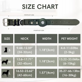 LiRui.R AirTag Dog Collar Soft Leather Webbing Dog Collar for AirTag Provides Double Protection for Small Medium and Large Dogs(Pink,L)