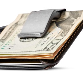 House of Jack Co. Wyatt Slim Money Clip Wallet for Men, Minimalist Front Pocket Card Holder, Full Grain Cowhide Leather Wallet, Brown