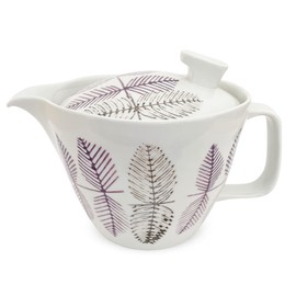 J-kitchens Shozan Kiln Teapot with Tea Strainer, 13.8 fl oz (385 ml), For 2 to 3 People, Hasamiyaki, Made in Japan, Leaf Pattern, Purple, L