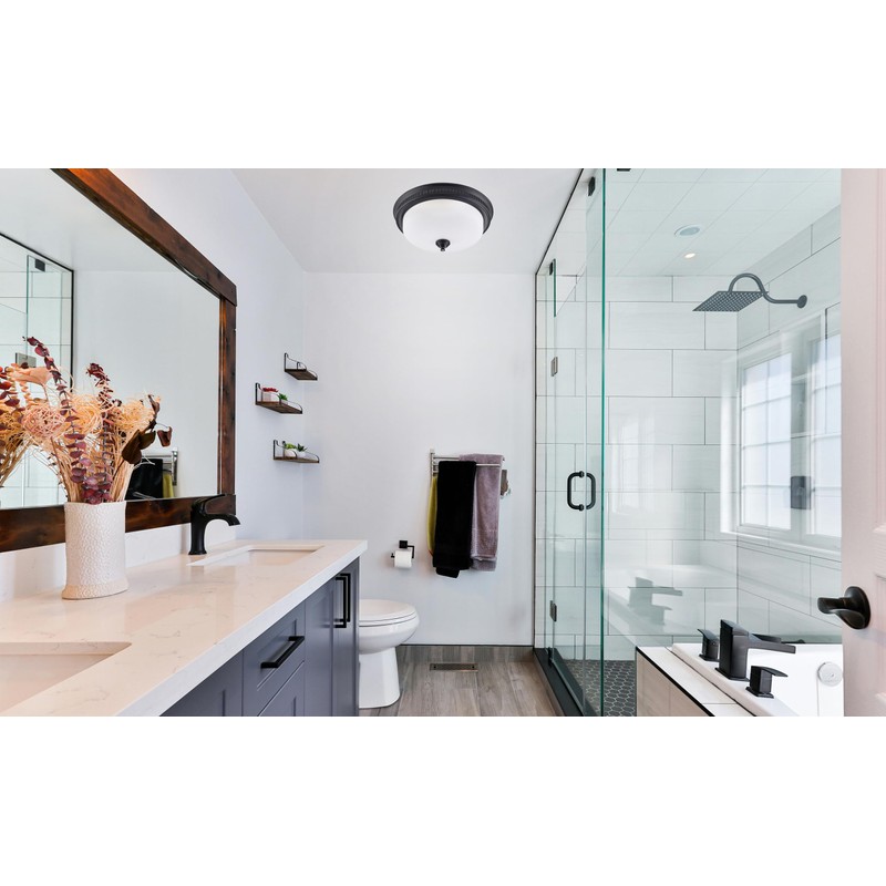 Decorative Round Matte Black 110CFM Bath Fan w/Integrated LED Light