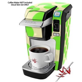 WraptorSkinz Decal Style Vinyl Skin compatible for Keurig K10 / K15 Mini Plus Coffee Makers Kearas Polka Dots Lime On Cream (COFFEE MAKER NOT INCLUDED)