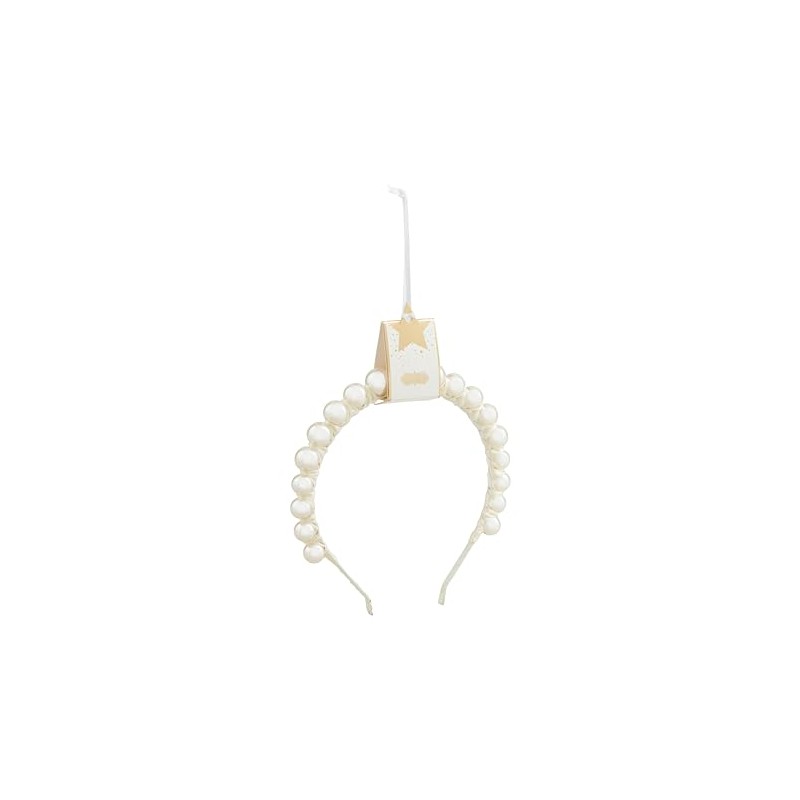 Mud Pie Women's Black Beaded Headband, Ivory, One Size Fits