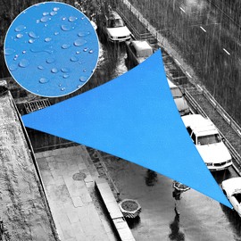 ShadeMart 12' x 14' x 18.4' Blue Waterproof Shade Sail Beige Sun Shade Sail Triangle Custom Size Water Resistant Canopy Awning Shelter, 95% UV Blockage for Outdoor Patio Garden Carport