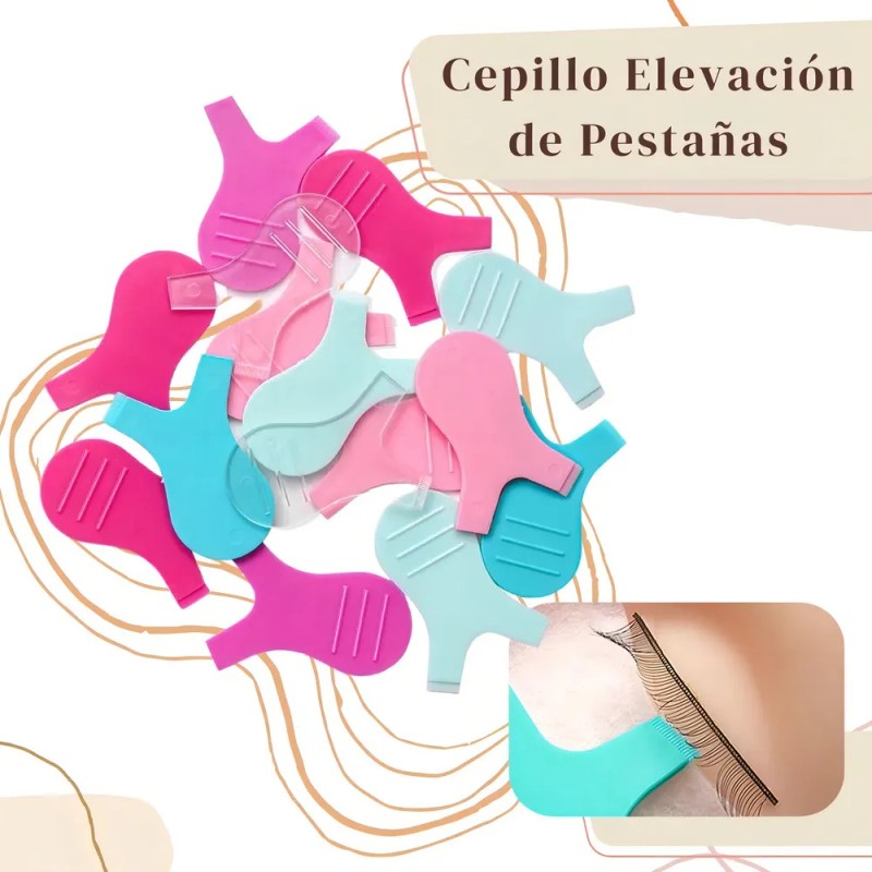 Kit Cepillos Lifting Peine Silicona Pestañas Forma Y 10pzas