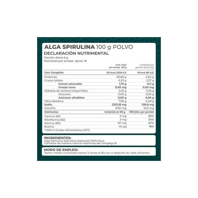 Alga Espirulina Orgánica En Polvo 100 Grs Pronat Spirulina