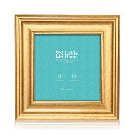 LaVie Home 5x5 Picture Frames (1 Pack, Gold) Square Photo Frame Set with High Definition Glass for Wall Mount & Table Top Display