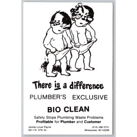 Milwaukee WI Bio-Clean Plumbing Waste Solution Promotional Postcard