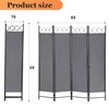 4 Panel Room Divider 6FT Steel Frame Screen Folding Privacy