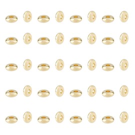 DICOSMETIC Pack of 80 Rondelle Spacer Beads Made of Stainless Steel Golden Disc Beads Tiny Loose Beads Small Hole Beads 1.8 mm Stackable Beads Bracelets for DIY Jewellery Making
