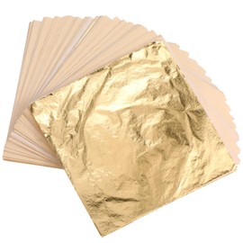 Harloon 500 Sheets Imitation Gold Leaf for Art Square Imitation Gold Foil Sheets Gold Leaf Sheets Gold Foil Paper for DIY Gilding Painting Decoration Crafting Furniture, 5.51 x 5.51 Inches/ 14 x 14 cm
