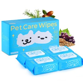 HGHULIAN Pet Cleaning Wipes for Dogs and Cats Unscented Gentle Formula with Enzymes Cleans Away Odors Messy Situations Paws Face Eyes Body Butt Safe Sensitive Skin 320 Count