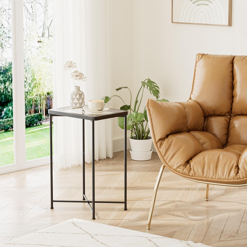 Garden 4 you Small Side Table, Glass End Table Set