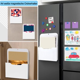2 Pieces Magnetic Paper Holder Document Holder Magnetic File Holder Office Supplies Storage A4 Paper Letter Holder with Strong Magnet for Whiteboards, Fridge, Home, White