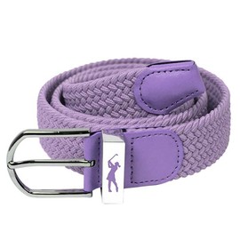 Surprizeshop Super Stretch Woven Webbing Belt | Hand Enamelled Lady Golfer Detailing On Buckle | Womens Golf Belt | ONE SIZE FITS MOST UK 8-16 | Reinforced PU Tip (Lilac)