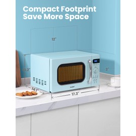 COMFEE' Retro Small Microwave Oven With Compact Size, 9 Preset Menus, Position-Memory Turntable, Mute Function, Countertop Microwave For Small Spaces, 0.7 Cu Ft/700W, Green, AM720C2RA-G