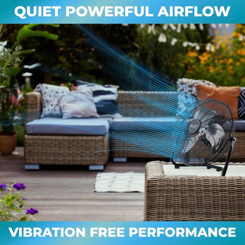 Comfort Zone 12" Cradle Floor Fan, 3 Speeds, All Metal,