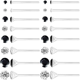 Anti Allergy Plastic Earrings for Sensitive Ears, Silicone Soft Earring Backs, Cubic Zirconia Stud Earrings Kit, 2mm, 3mm, 4mm, 5mm (Black)