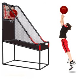 63.7" New Arcade Basketball Game Indoor for Toddlers & Kid 5-7, 8-12 - Basketball Hoop for Kids 3-12 with Wooden Board - Kids Basketball Hoop, Fun Basketball Toys & Gifts for Boys