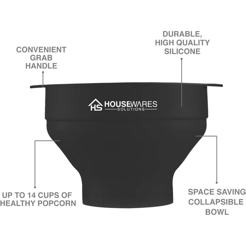 Collapsible Silicone Microwave Hot Air Popcorn Popper Bowl With Lid