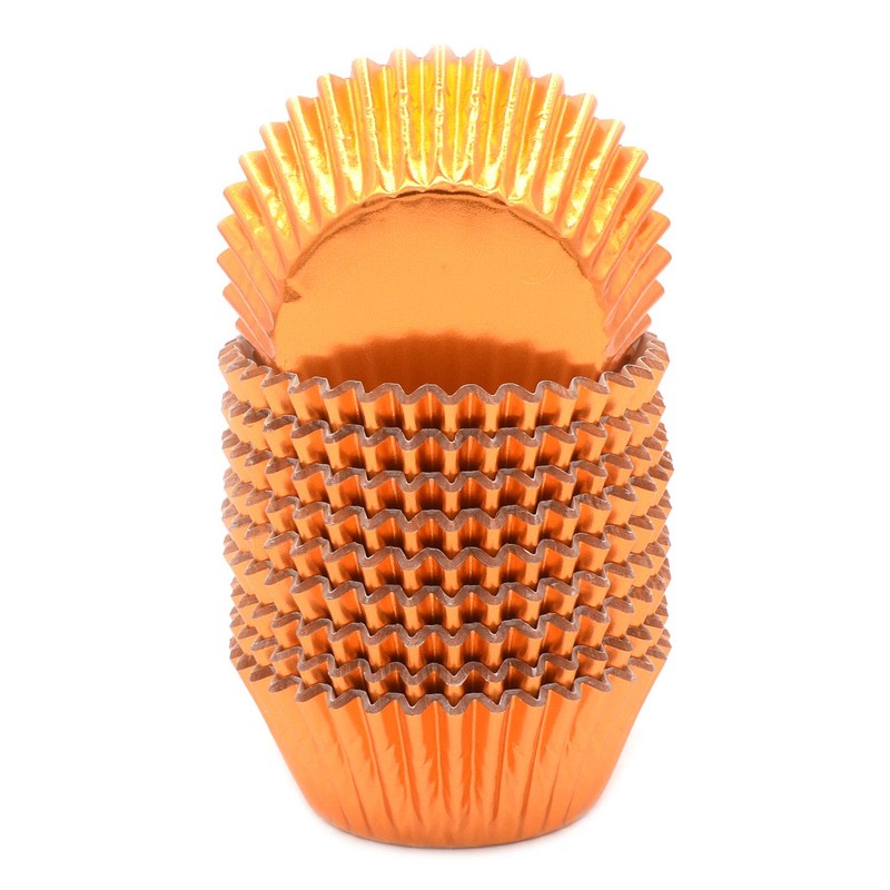 Mombake Brand, Paper Orange Foil Cupcake Cases, 200-Count, All Occasions,