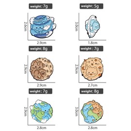 6 PCS Planet Cat Enamel Pins Set Cute Animal Lapel Pins Cartoon Planet Brooch Pin for Bookbags Clothes Jeans Shirt Bag Jewelry